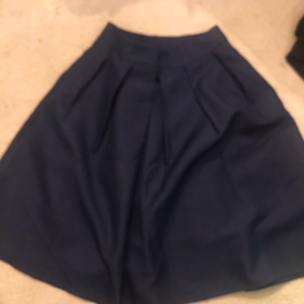 Navy, A line pleated knee length skirt, medium, Grace Karin